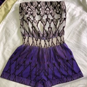 Bebe Chiffon Strapless Romper w/ Pockets